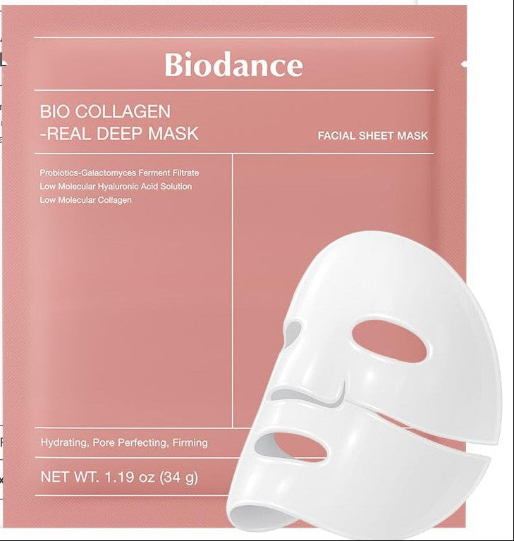 BIODANCE Bio-Collagen Real Deep Mask, Hydrating Overnight Hydrogel Mask, Pore Minimizing, Elasticity, Plumping Improvement, Korean Skincare, Stocking Stuffers for Teen Girls  1.19oz(34g)