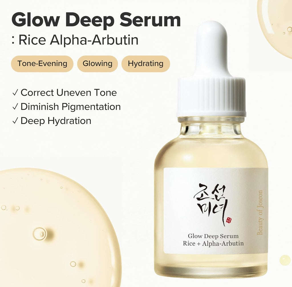 Beauty of Joseon Glow Deep Serum Rice Alpha-Arbutin for Uneven Dull Skin Tone, Daily Korean Skin Care for Men and Women
