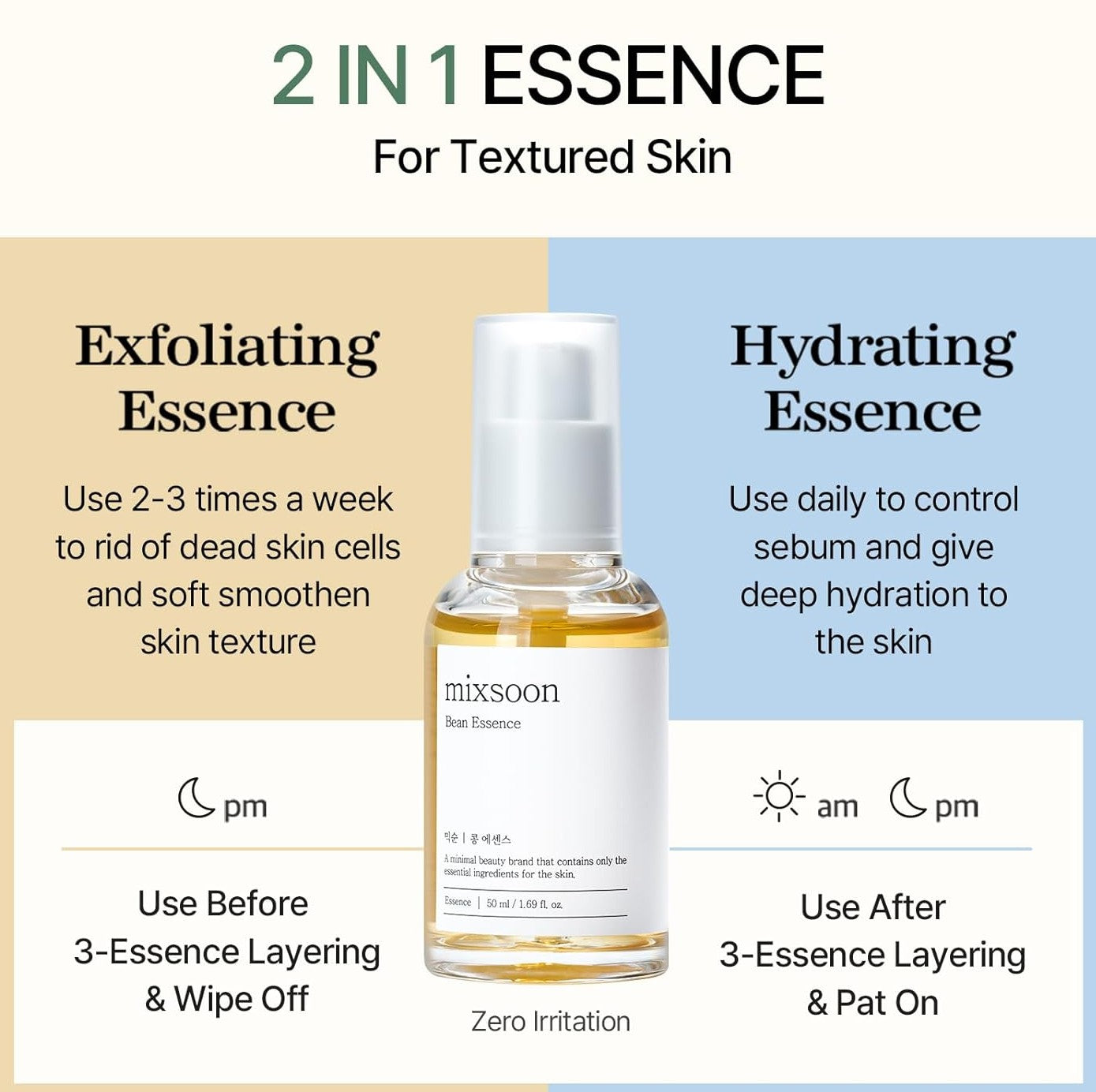 Mixsoon Bean Essence Exfoliating Hydrating for Face fermented bean extract Hyaluronic Acid Serum Korean Glass Skin Care
