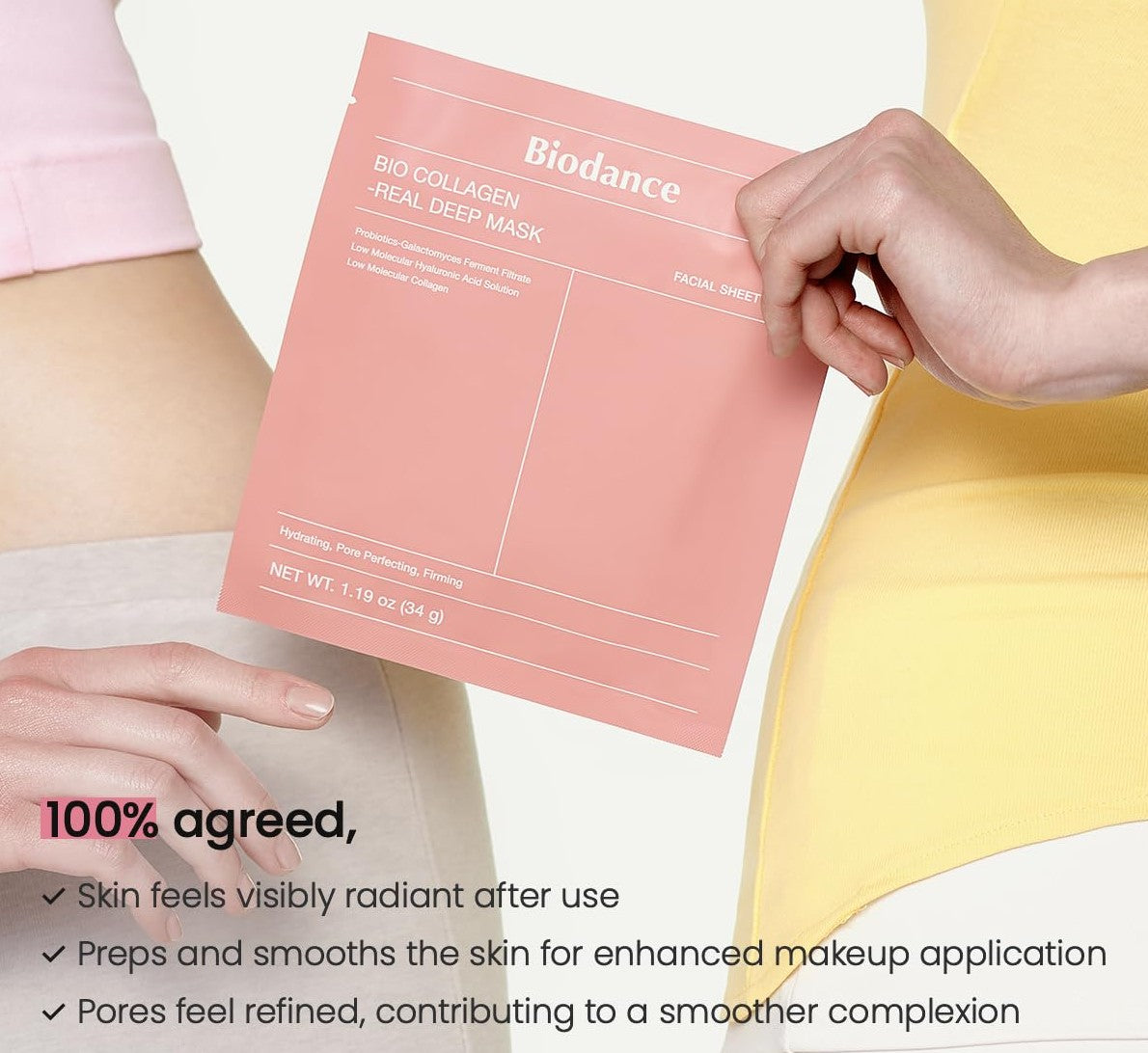 BIODANCE Bio-Collagen Real Deep Mask, Hydrating Overnight Hydrogel Mask, Pore Minimizing, Elasticity, Plumping Improvement, Korean Skincare, Stocking Stuffers for Teen Girls  1.19oz(34g)