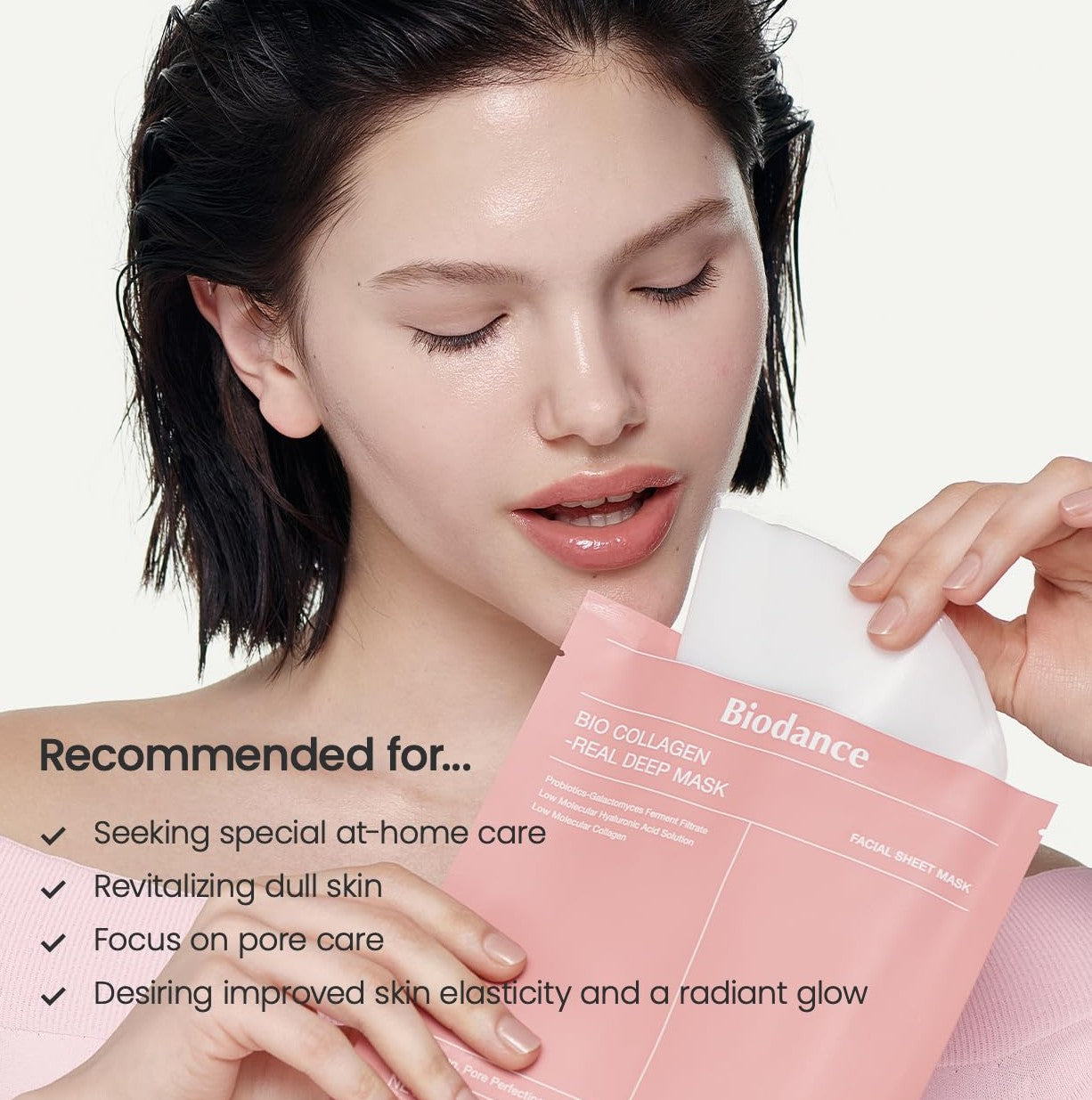 BIODANCE Bio-Collagen Real Deep Mask, Hydrating Overnight Hydrogel Mask, Pore Minimizing, Elasticity, Plumping Improvement, Korean Skincare, Stocking Stuffers for Teen Girls  1.19oz(34g)